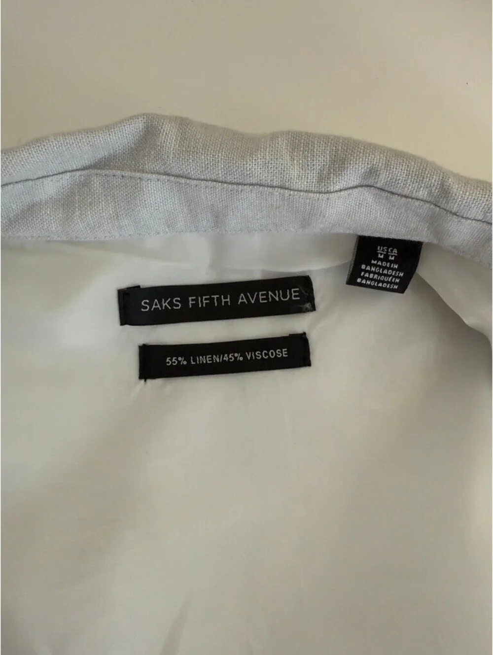 Saks Fifth Avenue Linen Blazer Medium Light Blue Gray Sport Coat